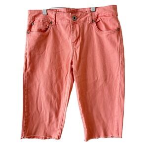Velvet Heart Bermuda Denim Shorts Size 27 Womens Coral Pink Raw Hem Stretch